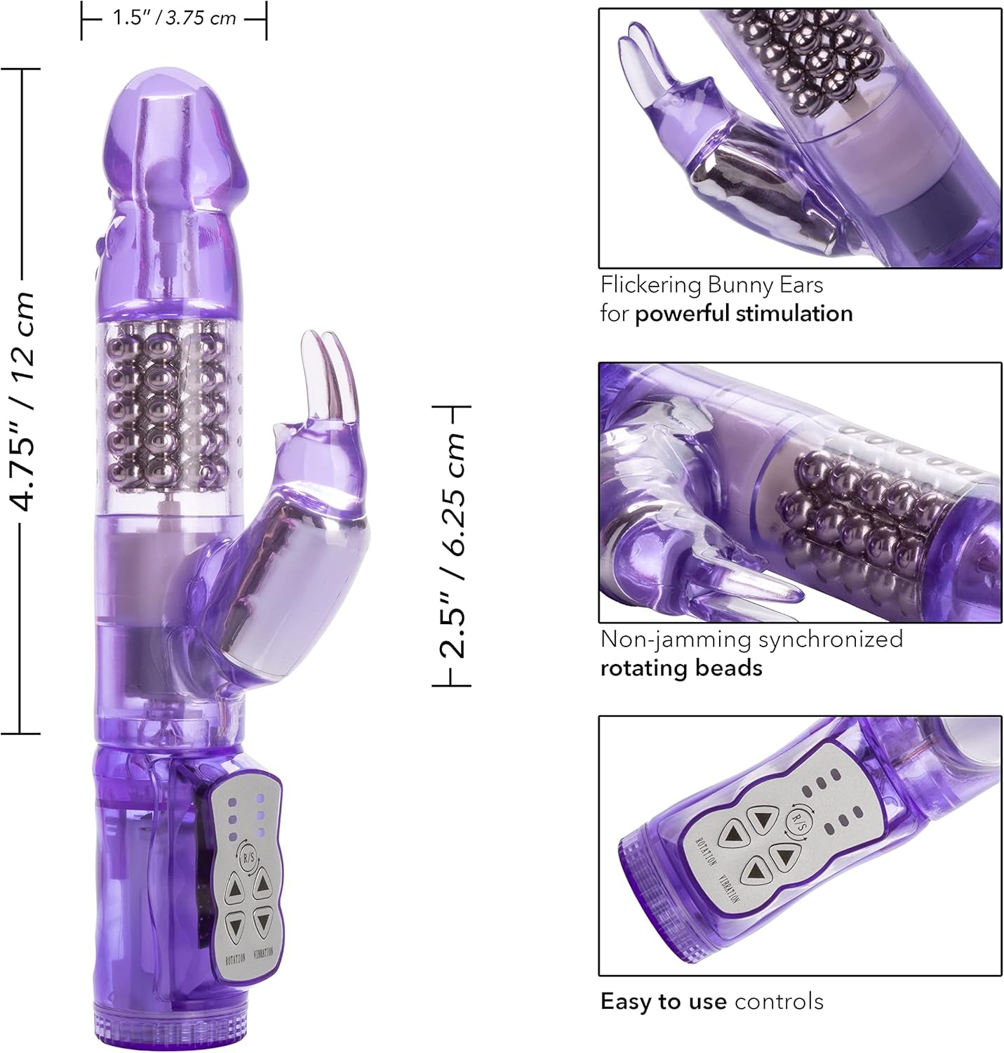 Waterproof Jack Rabbit – Rabbit Vibrator with Rotating Shaft – Vibe Sex Toys for Couples – Adult Clitoral & G Spot Massager – Purple